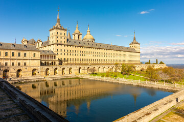 El Escorial palace and gardens outside Madrid, Spain