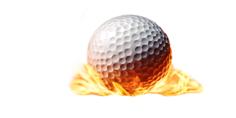 flaming golf ball on fire isolated no background