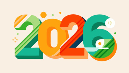 Colorful Geometric 2026 New Year Design Illustration.
