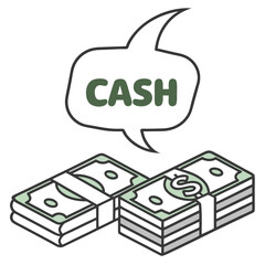 Simple Cash Emoji with Stacked Dollar Bills in Vector Style
