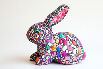 Vibrant Mosaic Rabbit Sculpture