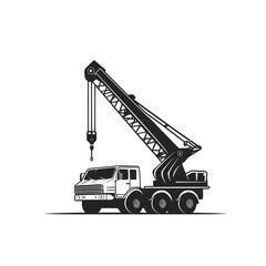 Naklejka premium Minimalist Monochrome Design of a Hydraulic Crane Truck