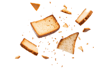 scattered toasted bread crumbs isolated png transparent cutout