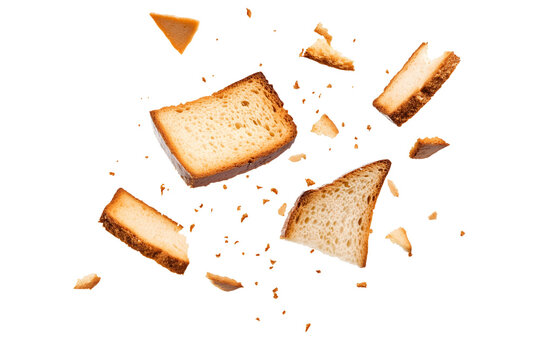 scattered toasted bread crumbs isolated png transparent cutout