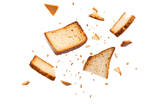 scattered toasted bread crumbs isolated png transparent cutout - Powered by Adobe