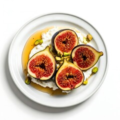 Honey-roasted figs with goat cheese and pistachio crumble.