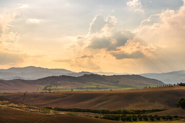 summer sunset over the Val d'Agri hills, Basilicata