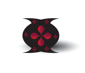 Stylized flower vase vector design. Black and red colorful vase, pot vector icon design eps 10.