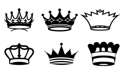 Royal Crown Silhouette Vector Set