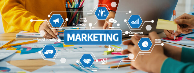Engaging visual depicting collaborative marketing strategies, tools, and concepts with hands-on...
