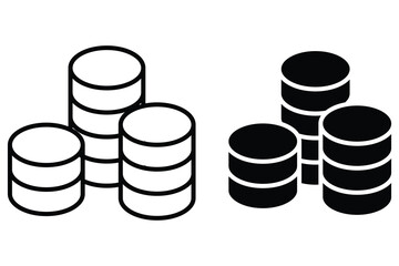 money coins on white  Background. coin icon, money icon    collection. 