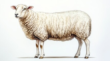 Obraz premium Stock image of a sheep isolated from the side on a transparent background