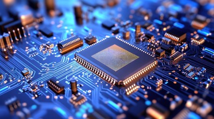 Circuit board central processor intricate technology closeup