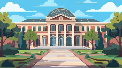 Fototapeta premium Illustration of old museum building for historical museum concept