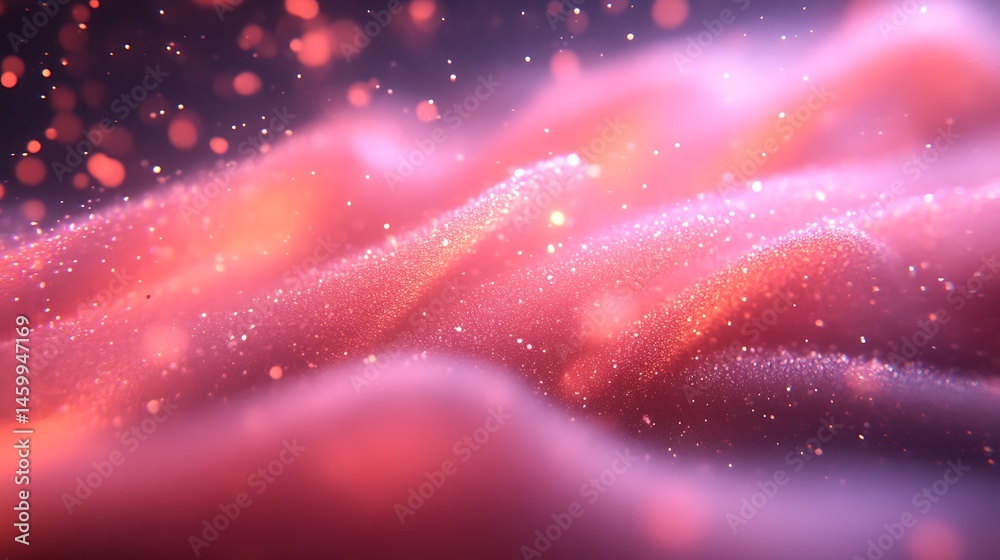 Canvas Prints abstract image of flowing pink and orange sparkling waves