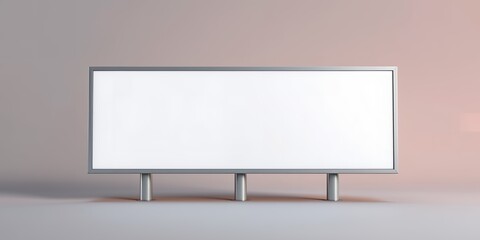 Obraz premium A blank billboard with silver frame and legs against a gradient background in studio shot