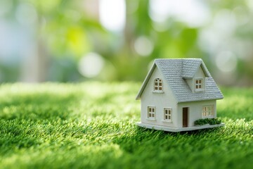 Dream home on a lush green lawn.  New beginnings and fresh starts.