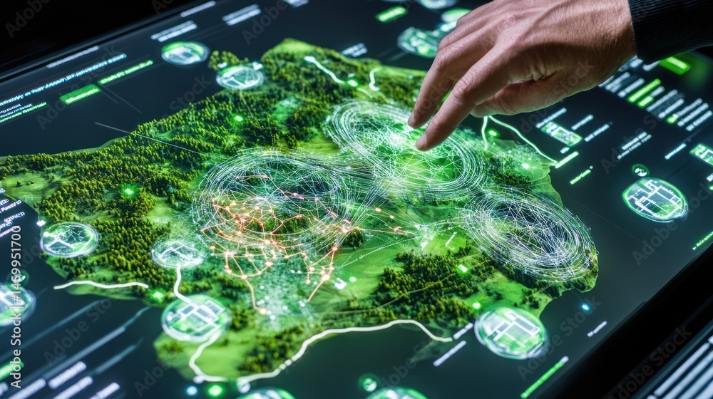 Poster Interactive digital map interface with network data visualization