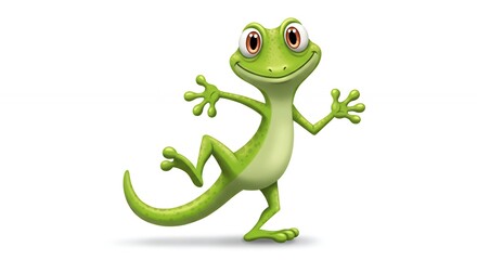 Fototapeta premium Animated green lizard character illustration
