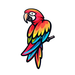 Fototapeta premium Cartoon mascot of a colorful macaw isolated on transparent background