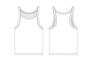Fashion technical drawing of jersey tank top
