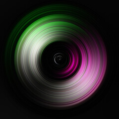 Colorful radial motion effect. Abstract rounded background. Color curves and sphere.