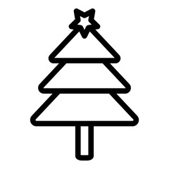 Christmas Tree Vector Line Icon Design