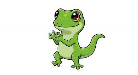 Obraz premium Cartoon gecko illustration on white background for educational and design projects