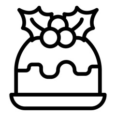 Christmas Pudding Vector Line Icon Design