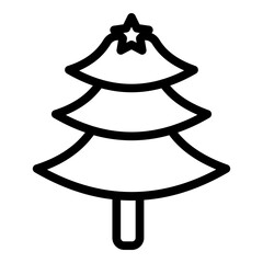 Christmas Tree Ornament Vector Line Icon Design