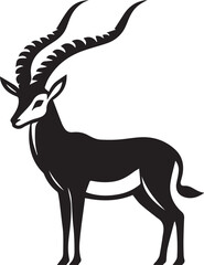 Stylized Black and White Gazelle Vector Illustration – Antelope Silhouette Logo Design