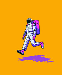 Fototapeta premium Astronaut in Orange Realm: A whimsical illustration of an astronaut traversing an unknown world. A creative fusion of space exploration and artistic flair.