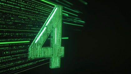 Digit four, digital code background