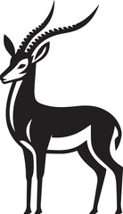 Stylized Black and White Gazelle Vector Illustration – Antelope Silhouette Logo Design