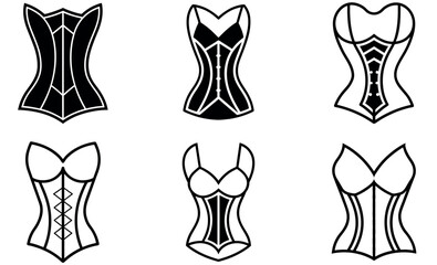 Geometric Corset Line Art icon set Designs