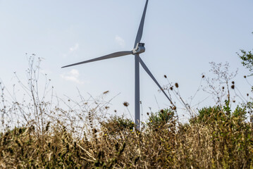 wind turbines installed inside the Lucania countryside, Basilicata