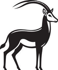 Fototapeta premium Stylized Black and White Gazelle Vector Illustration – Antelope Silhouette Logo Design