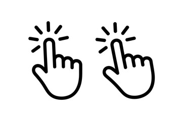Clicking hand cursor icon vector illustration set