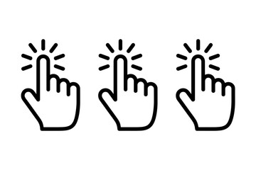 Clicking cursor hand pointer finger touch icon set