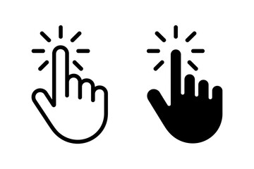 Obraz premium Clicking hand cursor pointer finger icon vector art