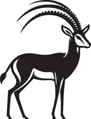 Stylized Black and White Gazelle Vector Illustration – Antelope Silhouette Logo Design
