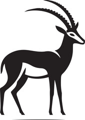 Stylized Black and White Gazelle Vector Illustration – Antelope Silhouette Logo Design