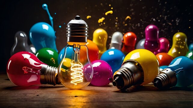 Light bulbs, colorful splashes, imaginative scenarios.