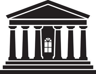 Courthouse Silhouette Black Vector | Government Building Vector Illustration