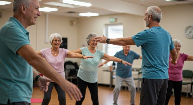 Senior fitness class indoor exercise
