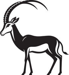 Stylized Black and White Gazelle Vector Illustration – Antelope Silhouette Logo Design