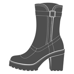 Vector Illustration of Trendy Block Heel Waterproof Boots for Women
