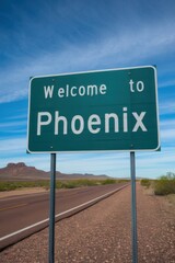 Welcome to Phoenix Arizona Roadside Sign on a Sunny Day - Travel Destination, Southwest USA, Road Trip, Tourism, and Adventure