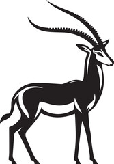 Stylized Black and White Gazelle Vector Illustration – Antelope Silhouette Logo Design