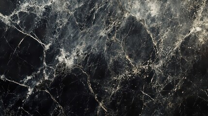A close up shot of dark marble with white veins running through the surface area